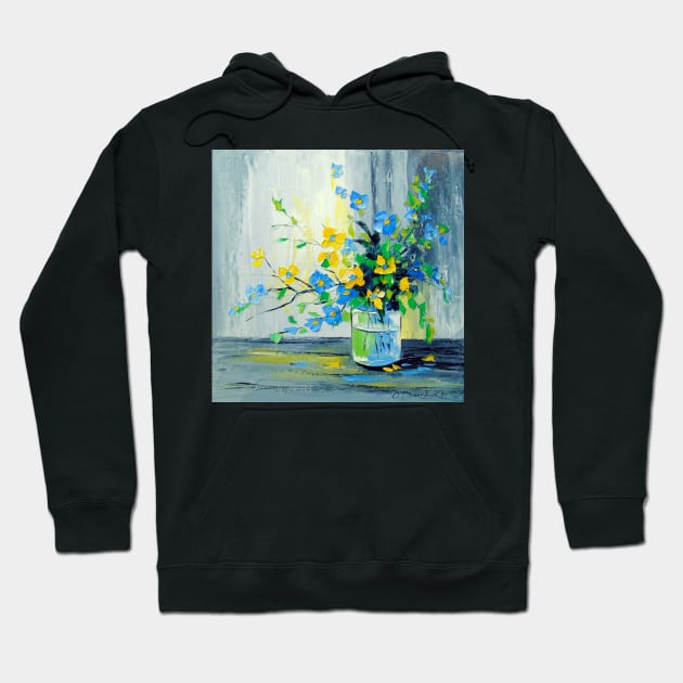 Bouquet of blue and yellow flowers Hoodie by OLHADARCHUKART